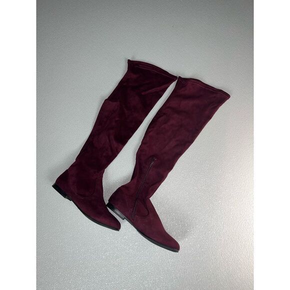 Celia Wine Unique Tall Suede Stretch Knee Boot Size 6.5 New. - Picture 7 of 8
